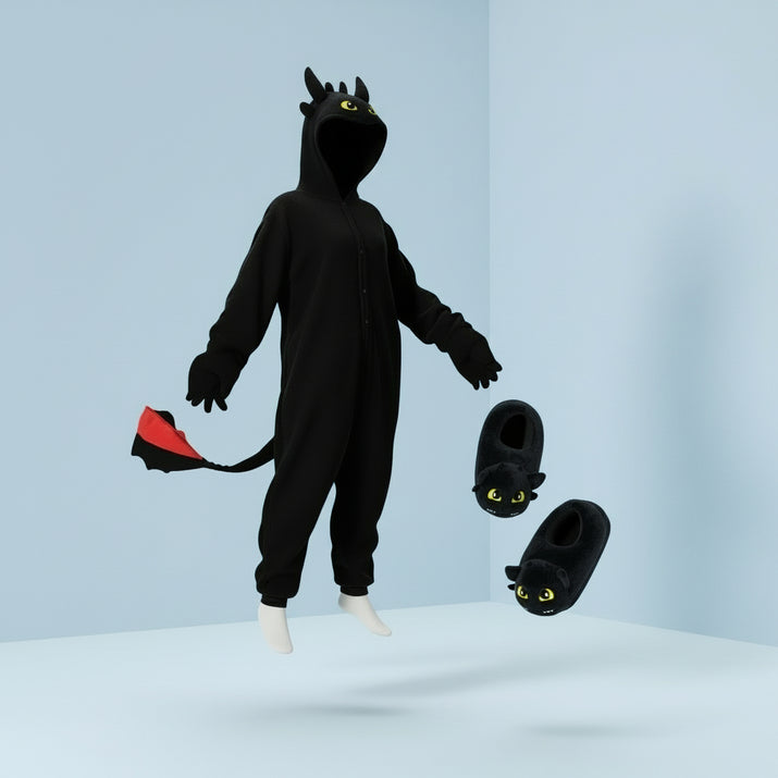 Black Toothless Dragon Onesie Pajamas Adult Kids Kigurumi Unicorn Jumpsuit Animal Pijamas Train Halloween Cosplay Winter Slipper