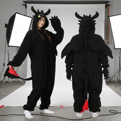 Black Toothless Dragon Onesie Pajamas Adult Kids Kigurumi Unicorn Jumpsuit Animal Pijamas Train Halloween Cosplay Winter Slipper