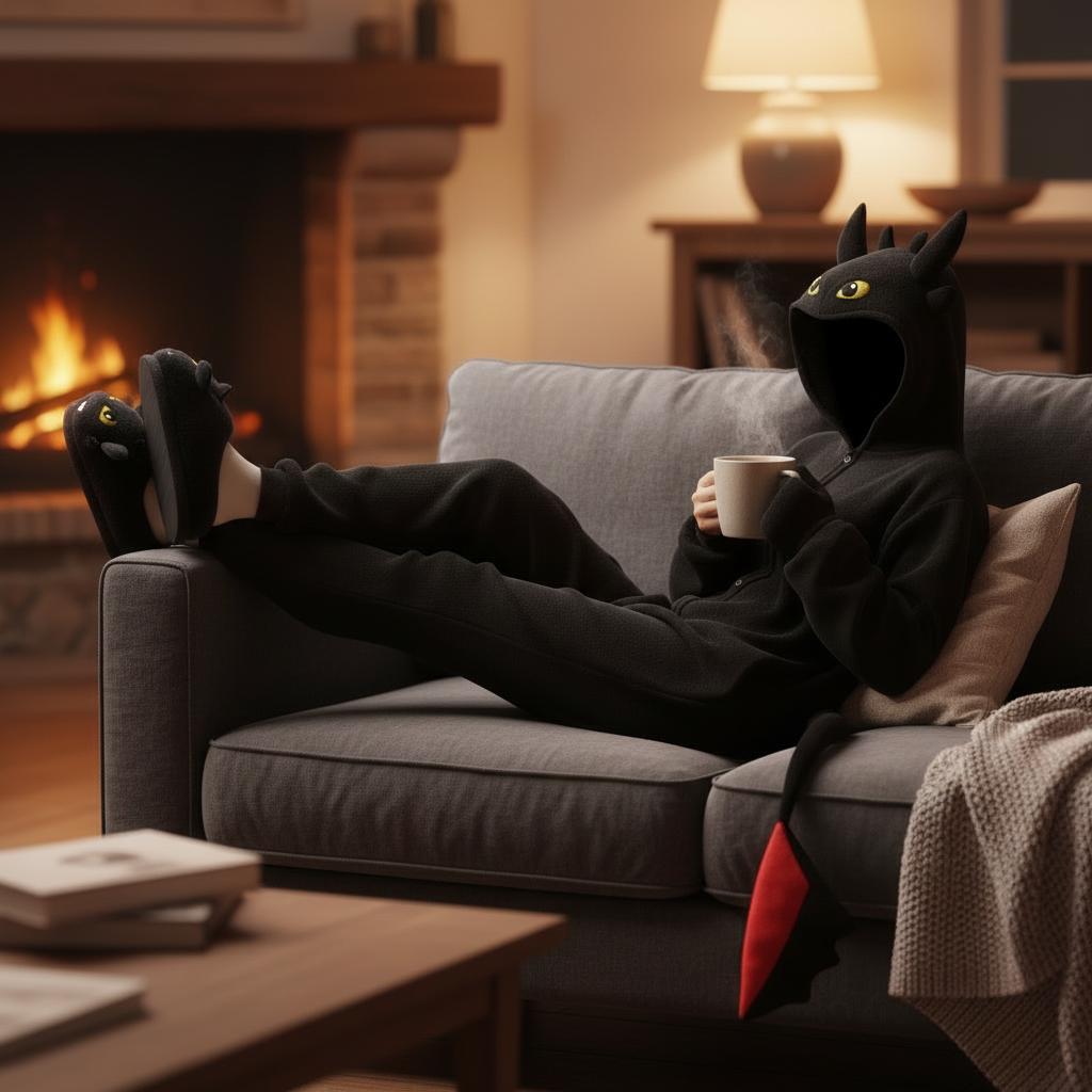 Cozy lifestyle with accurate dragon onesie